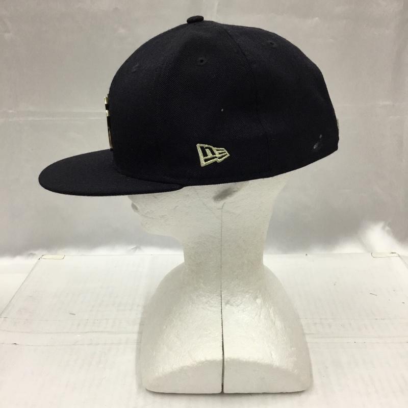 ニューエラ NEW ERA 帽子 キャップ NY ニューヨーク ヤンキース 59.6cm ロゴ、文字 紺 / ネイビー / X 金 / ゴールド /  メンズ USED 古着 中古 10104513