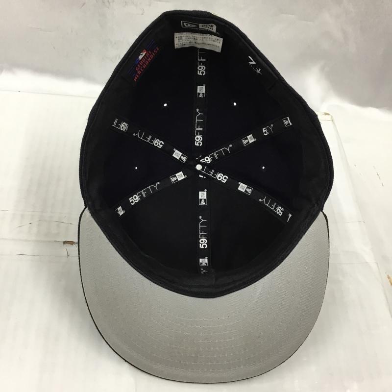 ニューエラ NEW ERA 帽子 キャップ NY ニューヨーク ヤンキース 59.6cm ロゴ、文字 紺 / ネイビー / X 金 / ゴールド /  メンズ USED 古着 中古 10104513