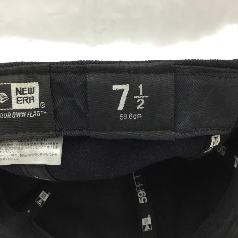 ニューエラ NEW ERA 帽子 キャップ NY ニューヨーク ヤンキース 59.6cm ロゴ、文字 紺 / ネイビー / X 金 / ゴールド /  メンズ USED 古着 中古 10104513