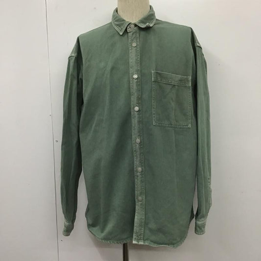 ザラ ZARA シャツ、ブラウス 長袖 デニムシャツ L 無地 薄緑 / ライトグリーン /  メンズ USED 古着 中古 10104526