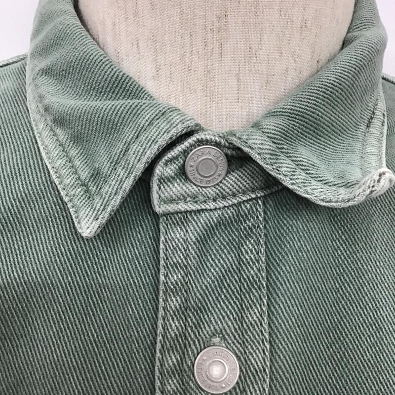 ザラ ZARA シャツ、ブラウス 長袖 デニムシャツ L 無地 薄緑 / ライトグリーン /  メンズ USED 古着 中古 10104526