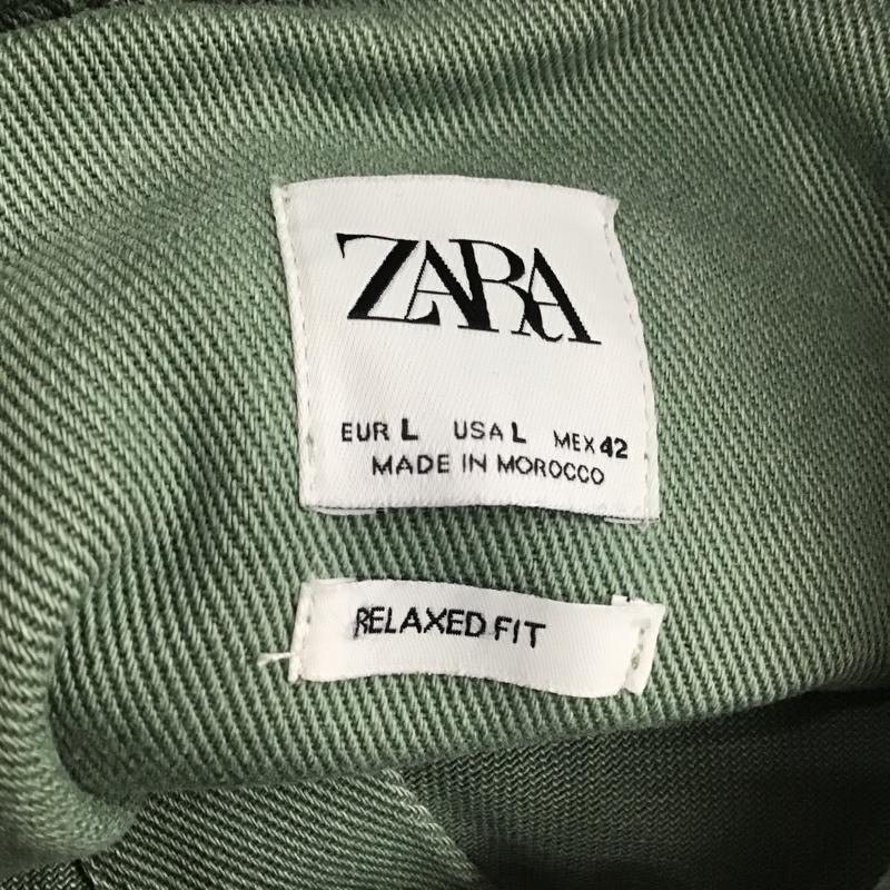 ザラ ZARA シャツ、ブラウス 長袖 デニムシャツ L 無地 薄緑 / ライトグリーン /  メンズ USED 古着 中古 10104526