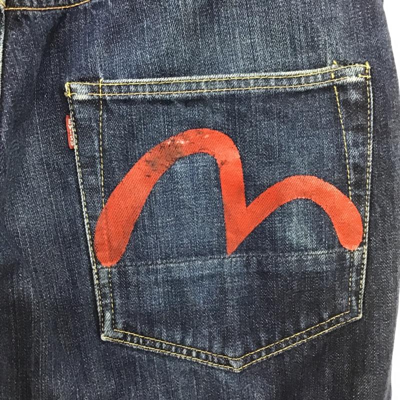 エヴィス EVISU パンツ デニム、ジーンズ デニムパンツ ストレートパンツ ワイドパンツ カジュアルパンツ ロゴ、文字 インディゴ / インディゴ /  メンズ USED 古着 中古 10104568
