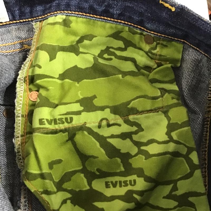 エヴィス EVISU パンツ デニム、ジーンズ デニムパンツ ストレートパンツ ワイドパンツ カジュアルパンツ ロゴ、文字 インディゴ / インディゴ /  メンズ USED 古着 中古 10104568