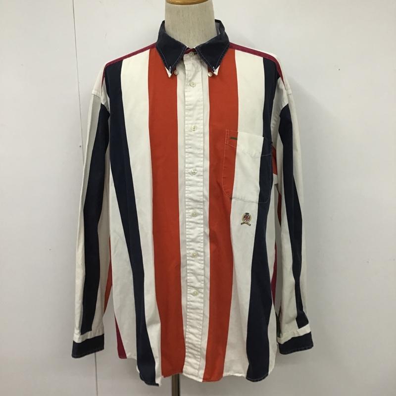 トミーヒルフィガー TOMMY HILFIGER シャツ、ブラウス 長袖 長袖シャツ ストライプシャツ ボタンダウンシャツ XL ロゴ、文字 マルチカラー / マルチカラー /  メンズ USED 古着 中古 10104576