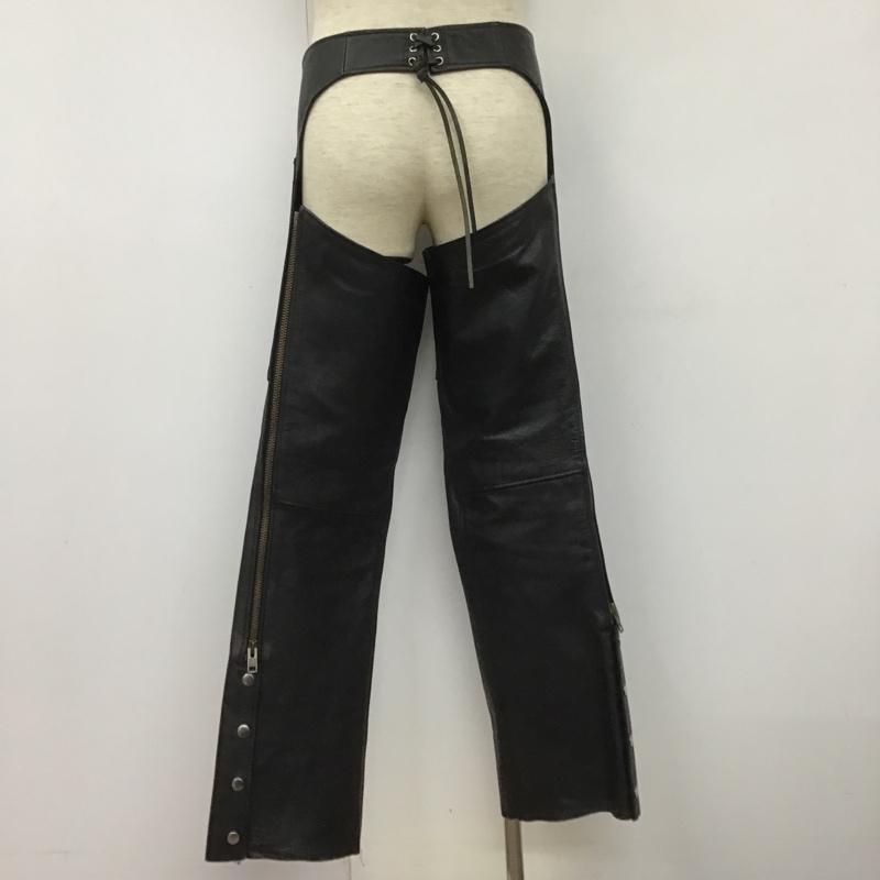 レザー レザー ボトムス ボトムス レザーパンツ カジュアルパンツ ストレートパンツ レザーチャップスパンツ S 無地 黒 / ブラック /  メンズ USED 古着 中古 10104587