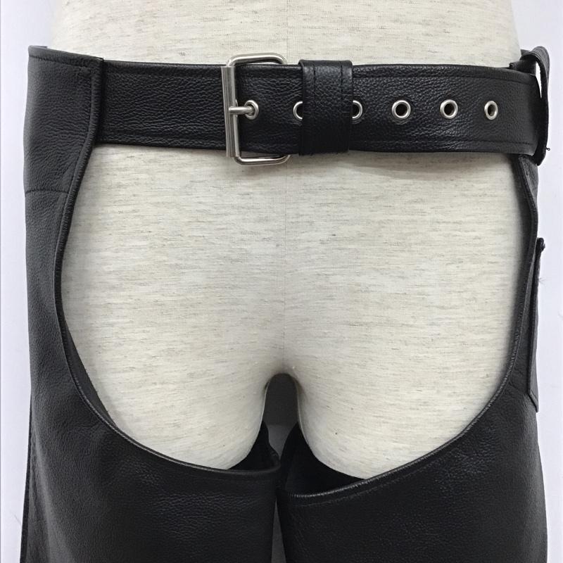 レザー レザー ボトムス ボトムス レザーパンツ カジュアルパンツ ストレートパンツ レザーチャップスパンツ S 無地 黒 / ブラック /  メンズ USED 古着 中古 10104587