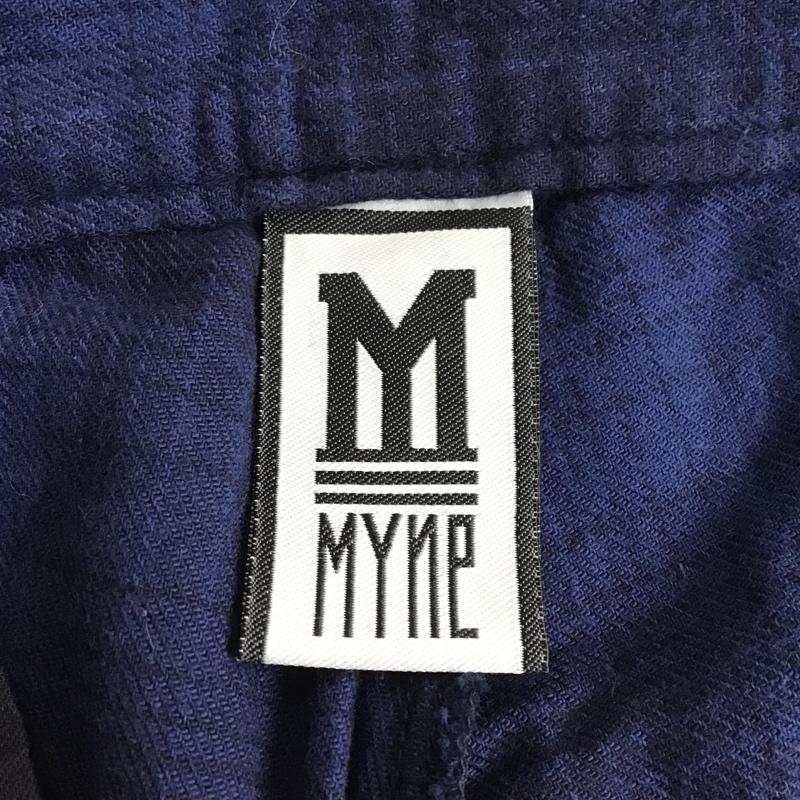 マイン MYne パンツ スラックス G01PT122 チェックパンツ フレア サイド スナップボタン M チェック 紺 / ネイビー / X 青 / ブルー /  メンズ USED 古着 中古 10104614