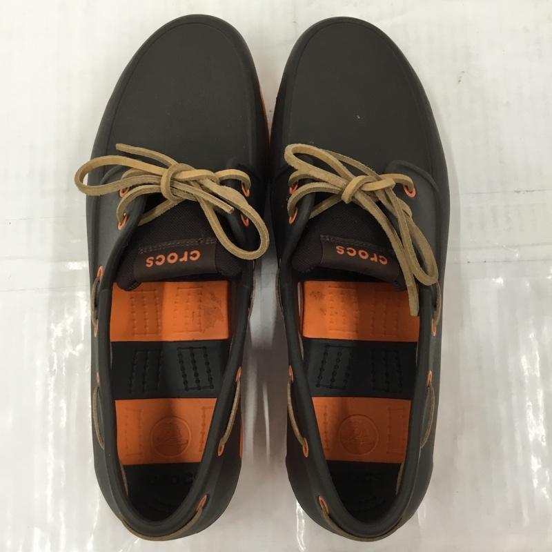 クロックス crocs シューズ シューズ デッキシューズ M13 ロゴ、文字 ダークブラウン / ダークブラウン / X 橙 / オレンジ /  メンズ USED 古着 中古 10104679