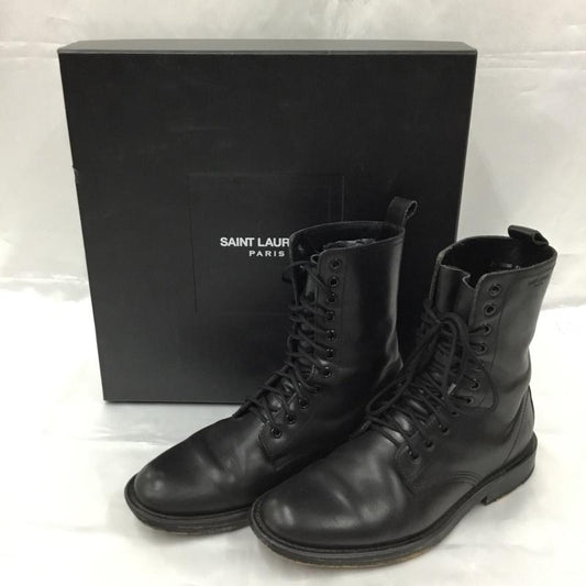 サンローランパリ SAINT LAURENT PARIS ブーツ 一般 330696 レースアップ レザー 41 ロゴ、文字 黒 / ブラック /  メンズ USED 古着 中古 10104746