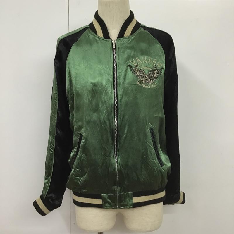 ヴァンソン VANSON ジャケット、上着 ジャンパー、ブルゾン スカジャン ジップアップジャケット リバーシブルジャンパー アウター 古着 L 刺繍 黒 / ブラック / X 緑 / グリーン /  メンズ USED 古着 中古 10104747