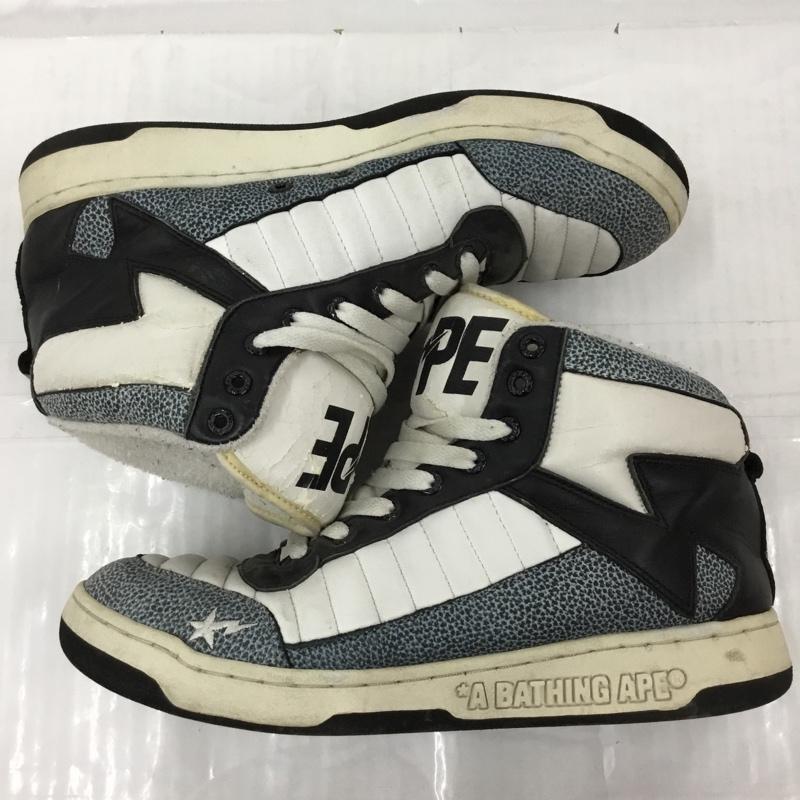 アベイシングエイプ A BATHING APE スニーカー スニーカー BAPESTA 28cm 28.0cm ロゴ、文字 白 / ホワイト / X 黒 / ブラック / X 灰 / グレー /  メンズ USED 古着 中古 10104784