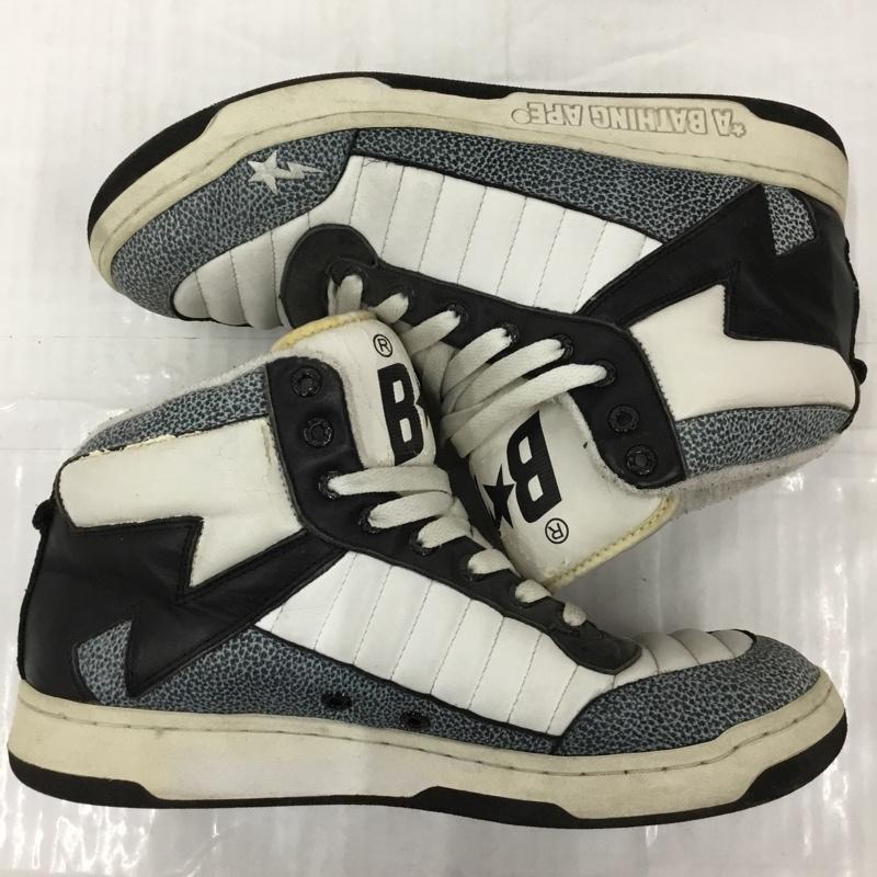 アベイシングエイプ A BATHING APE スニーカー スニーカー BAPESTA 28cm 28.0cm ロゴ、文字 白 / ホワイト / X 黒 / ブラック / X 灰 / グレー /  メンズ USED 古着 中古 10104784