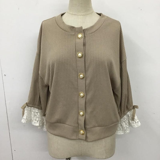 マジェスティックレゴン MAJESTIC LEGON カーディガン 長袖 1086010703 ボリュームスリーブリブカーデ 長袖カーディガン 前開カーディガン M 無地 ベージュ / ベージュ /  レディース USED 古着 中古 10104817