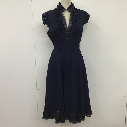 アクシーズファム axes femme ワンピース ロングスカート TY3413-10 フリル 半袖 リボン M 無地 紺 / ネイビー /  レディース USED 古着 中古 10104826