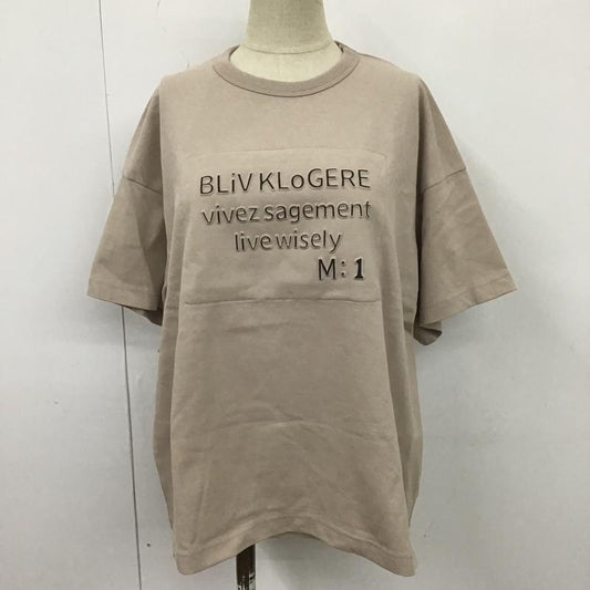 ブランバスク blanc basque カットソー 半袖 BB12-944 天竺エンボスプリントＴシャツ 半袖カットソー クルーネックカットソー 38 ロゴ、文字 茶 / ブラウン /  レディース USED 古着 中古 10104827