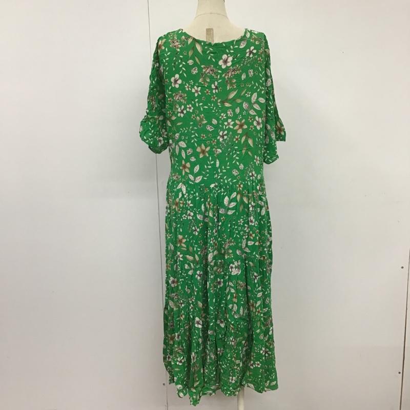 ザラ ZARA ワンピース ロングスカート 2587 151 500 Vネック ティアード 半袖 M 花柄 緑 / グリーン /  レディース USED 古着 中古 10104832