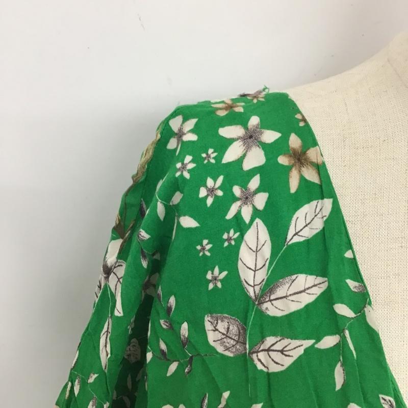 ザラ ZARA ワンピース ロングスカート 2587 151 500 Vネック ティアード 半袖 M 花柄 緑 / グリーン /  レディース USED 古着 中古 10104832