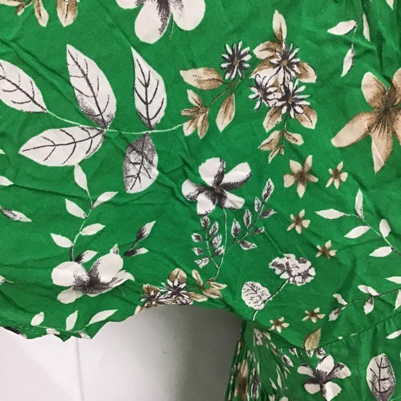 ザラ ZARA ワンピース ロングスカート 2587 151 500 Vネック ティアード 半袖 M 花柄 緑 / グリーン /  レディース USED 古着 中古 10104832