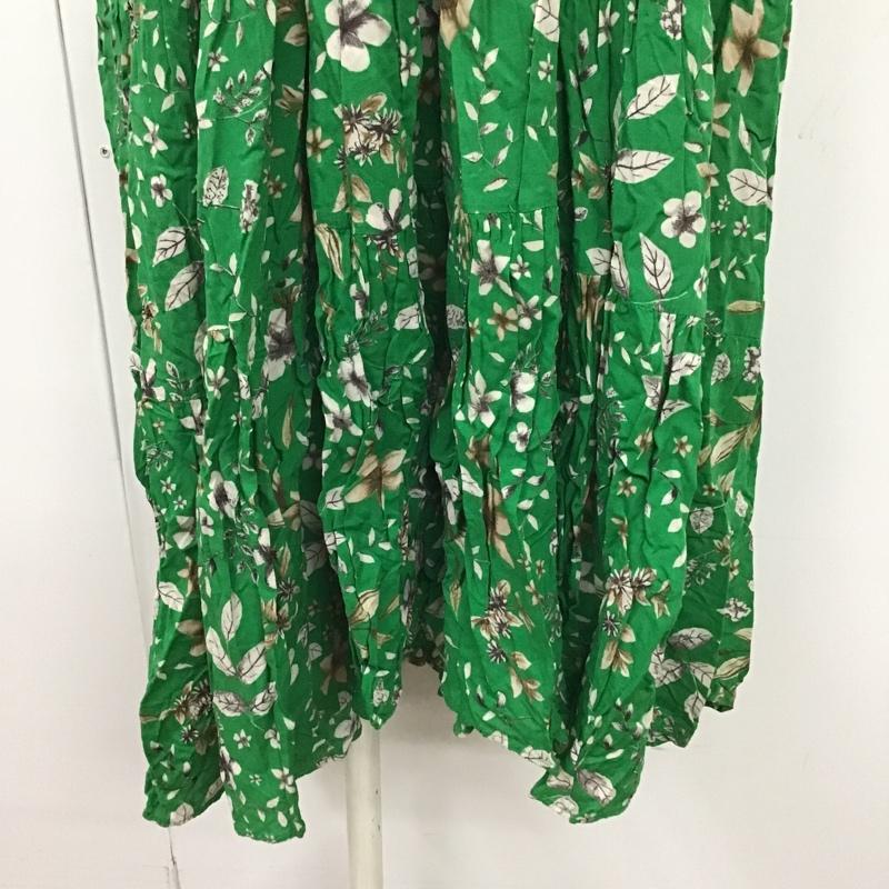 ザラ ZARA ワンピース ロングスカート 2587 151 500 Vネック ティアード 半袖 M 花柄 緑 / グリーン /  レディース USED 古着 中古 10104832