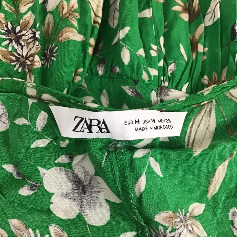 ザラ ZARA ワンピース ロングスカート 2587 151 500 Vネック ティアード 半袖 M 花柄 緑 / グリーン /  レディース USED 古着 中古 10104832