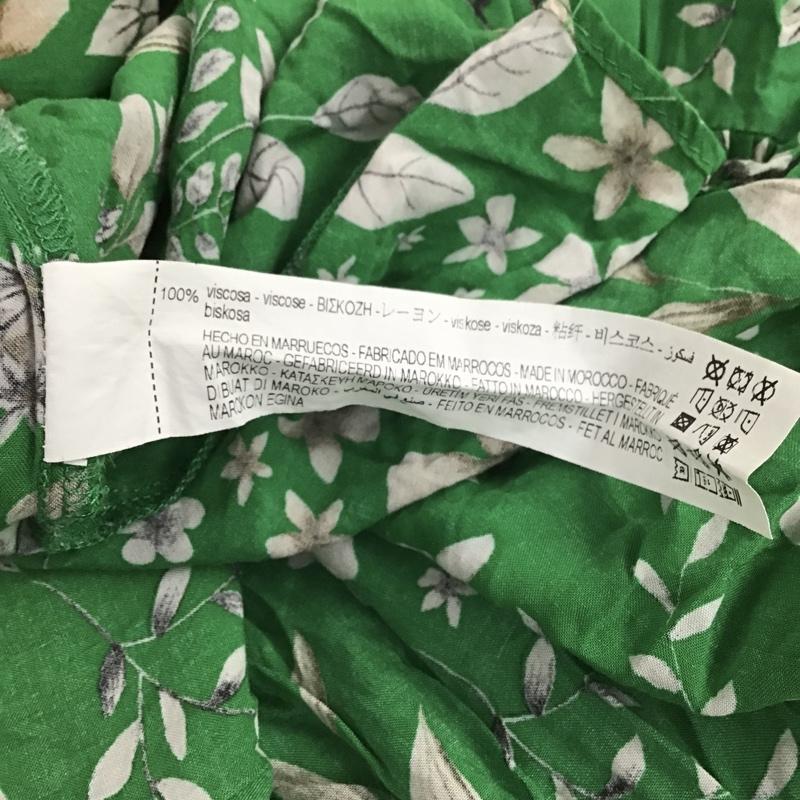 ザラ ZARA ワンピース ロングスカート 2587 151 500 Vネック ティアード 半袖 M 花柄 緑 / グリーン /  レディース USED 古着 中古 10104832