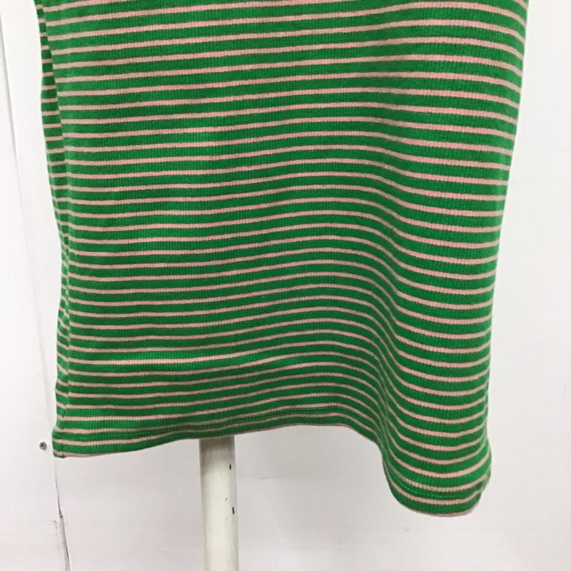 ザラ ZARA ワンピース ロングスカート 3253 324 500 アシンメトリー タグ付き L ボーダー柄 桃 / ピンク / X 緑 / グリーン /  レディース USED 古着 中古 10104834