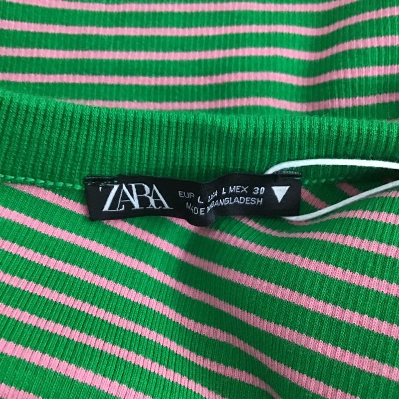 ザラ ZARA ワンピース ロングスカート 3253 324 500 アシンメトリー タグ付き L ボーダー柄 桃 / ピンク / X 緑 / グリーン /  レディース USED 古着 中古 10104834