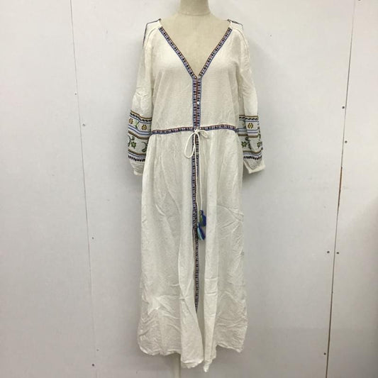 ザラティーアールエフ ZARA TRF ワンピース ロングスカート 7521 301 712 七分袖 前開き L 刺繍 白 / ホワイト /  レディース USED 古着 中古 10104838