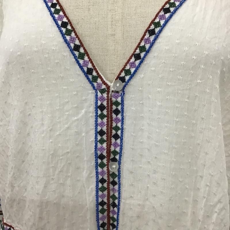 ザラティーアールエフ ZARA TRF ワンピース ロングスカート 7521 301 712 七分袖 前開き L 刺繍 白 / ホワイト /  レディース USED 古着 中古 10104838