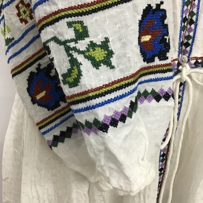 ザラティーアールエフ ZARA TRF ワンピース ロングスカート 7521 301 712 七分袖 前開き L 刺繍 白 / ホワイト /  レディース USED 古着 中古 10104838