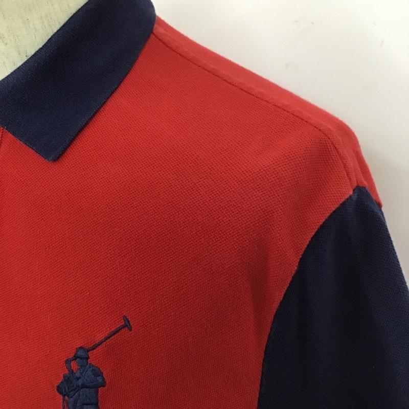 ポロラルフローレン POLO RALPH LAUREN ポロシャツ 半袖 半袖ポロシャツ カラーシャツ 半袖カットソー S ロゴ、文字 赤 / レッド / X 紺 / ネイビー /  メンズ USED 古着 中古 10104843