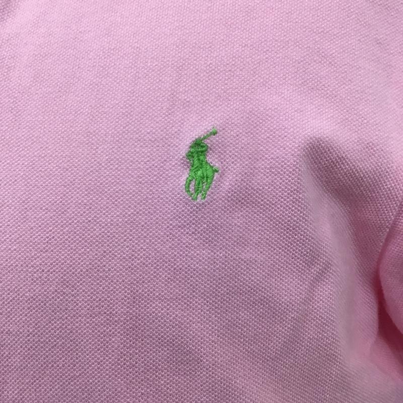 ポロバイラルフローレン Polo by RALPH LAUREN ポロシャツ 半袖 半袖ポロシャツ カラーシャツ 半袖カットソー M ロゴ、文字 桃 / ピンク /  メンズ USED 古着 中古 10104844