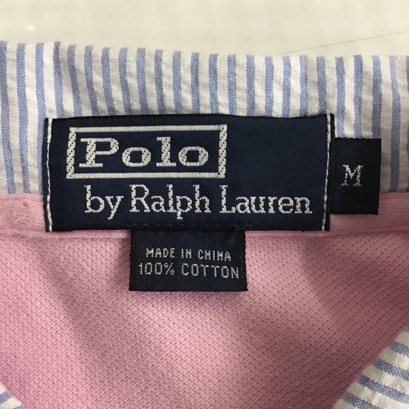 ポロバイラルフローレン Polo by RALPH LAUREN ポロシャツ 半袖 半袖ポロシャツ カラーシャツ 半袖カットソー M ロゴ、文字 桃 / ピンク /  メンズ USED 古着 中古 10104844