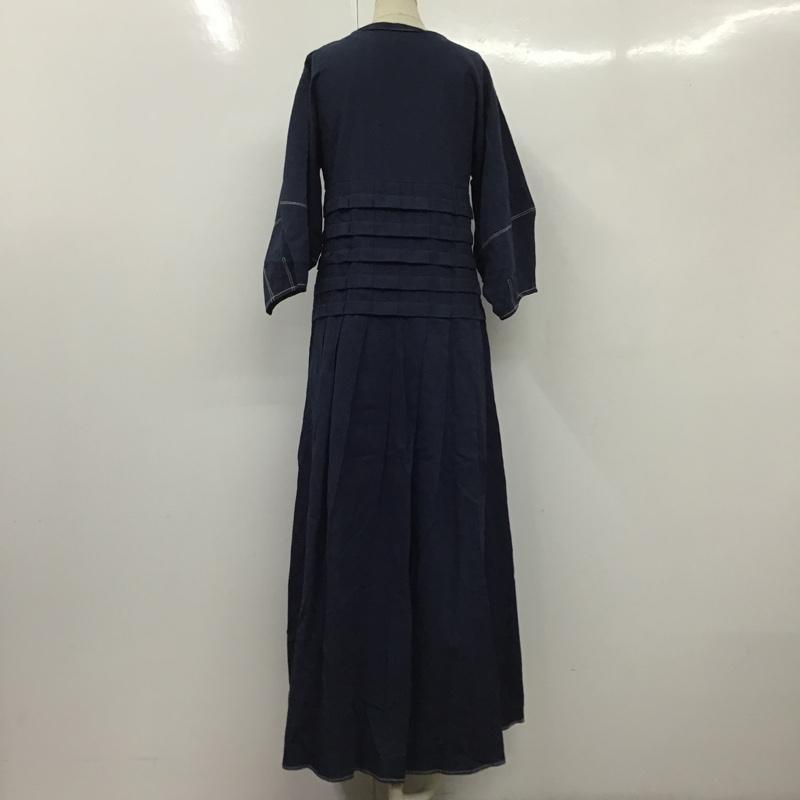 レイミー LAYMEE ワンピース ロングスカート ノーカラー 七分袖 FREE 無地 インディゴ / インディゴ /  レディース USED 古着 中古 10104859