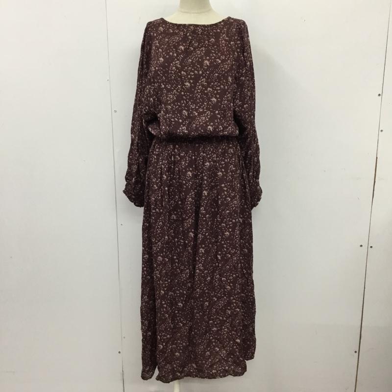 シップス SHIPS ワンピース ロングスカート 724-55-0031 フラワー シャーリング ワンピース any FREE 花柄 えんじ / ワインレッド /  レディース USED 古着 中古 10104863