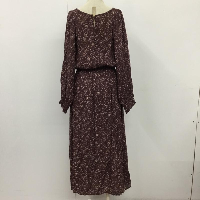 シップス SHIPS ワンピース ロングスカート 724-55-0031 フラワー シャーリング ワンピース any FREE 花柄 えんじ / ワインレッド /  レディース USED 古着 中古 10104863