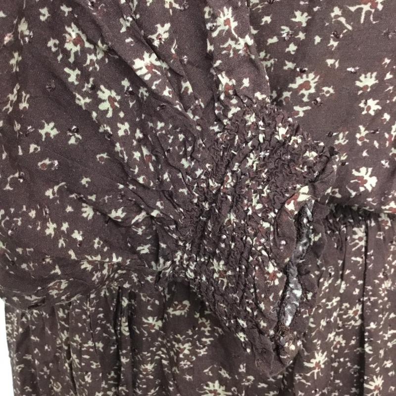 シップス SHIPS ワンピース ロングスカート 724-55-0031 フラワー シャーリング ワンピース any FREE 花柄 えんじ / ワインレッド /  レディース USED 古着 中古 10104863