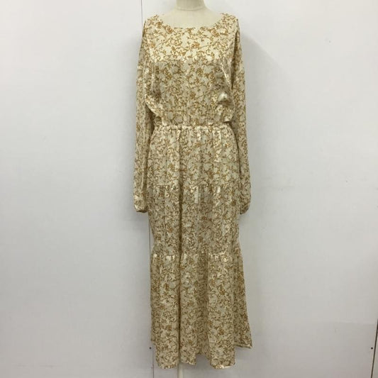 ケービーエフ KBF ワンピース ロングスカート KB87-26D120 2WAY 前後着 ペイズリー 長袖 ティアード 総柄 茶 / ブラウン / X アイボリー / アイボリー /  レディース USED 古着 中古 10104876