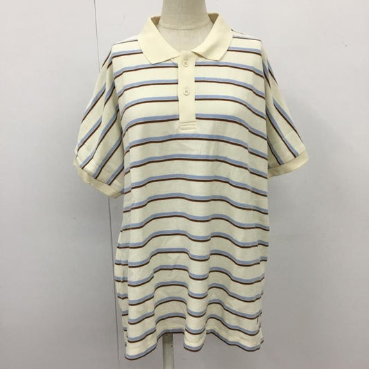 ニコアンド niko and... ポロシャツ 半袖 NKN23603KO ワイドスケーターポロシャツ マルチボーダー タグ付き L ワンポイント 茶 / ブラウン / X アイボリー / アイボリー / X 水色 / ライトブルー /  レディース USED 古着 中古 10104883