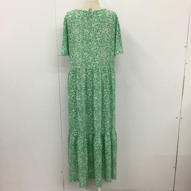 ザラ ZARA ワンピース ロングスカート 1165 190 500 Vネック 半袖 M 花柄 緑 / グリーン / X 白 / ホワイト /  レディース USED 古着 中古 10104887