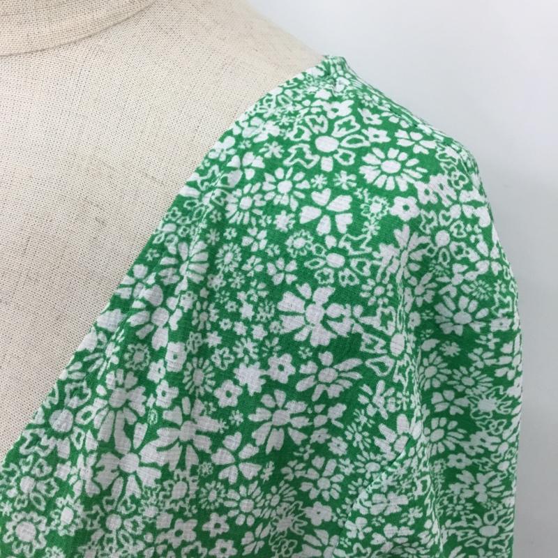 ザラ ZARA ワンピース ロングスカート 1165 190 500 Vネック 半袖 M 花柄 緑 / グリーン / X 白 / ホワイト /  レディース USED 古着 中古 10104887