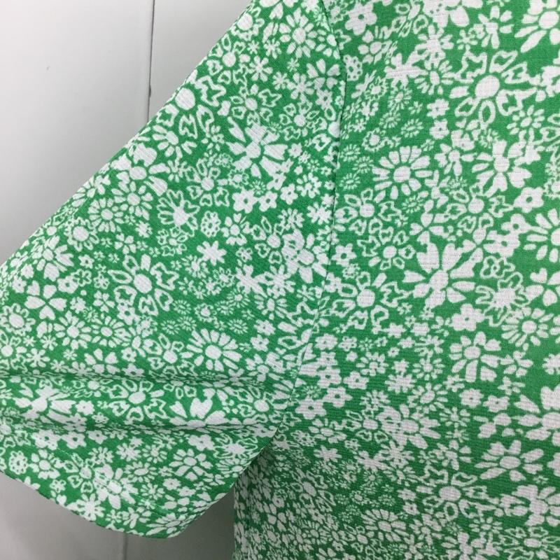 ザラ ZARA ワンピース ロングスカート 1165 190 500 Vネック 半袖 M 花柄 緑 / グリーン / X 白 / ホワイト /  レディース USED 古着 中古 10104887