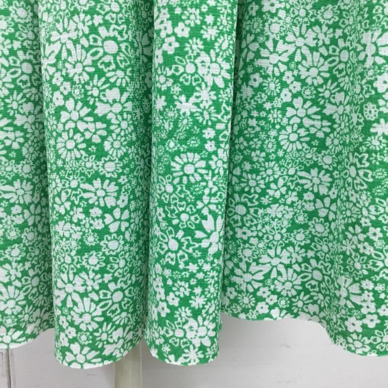 ザラ ZARA ワンピース ロングスカート 1165 190 500 Vネック 半袖 M 花柄 緑 / グリーン / X 白 / ホワイト /  レディース USED 古着 中古 10104887