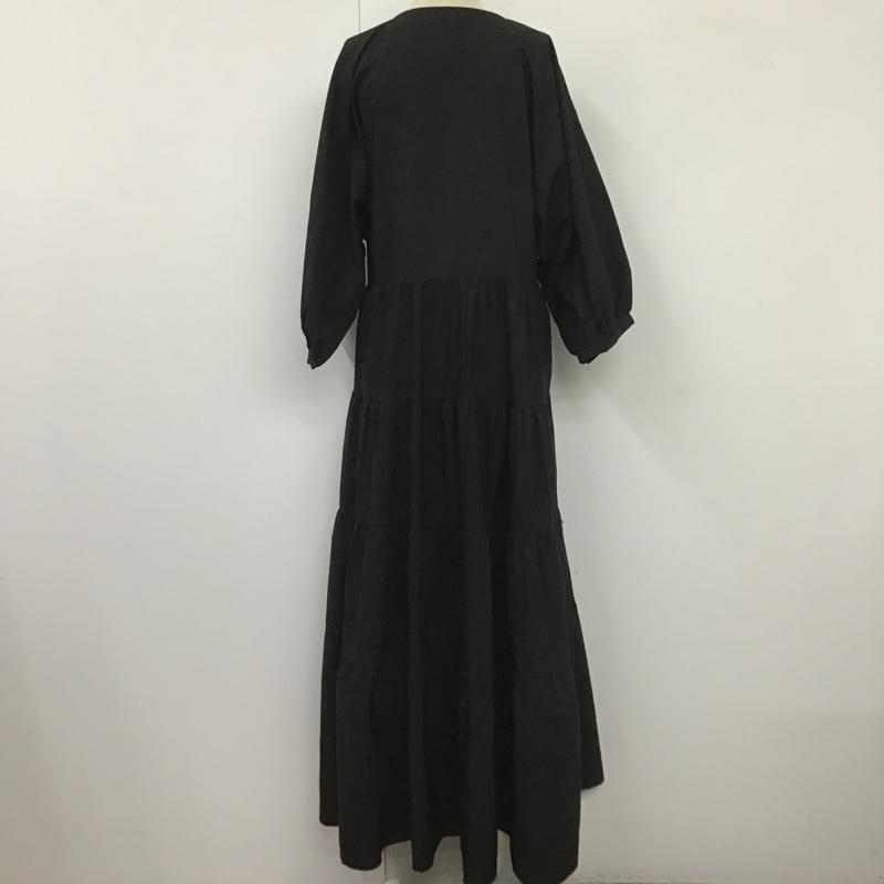 ザラ ZARA ワンピース ロングスカート 半袖ワンピース ロングワンピース Vネック フレアスカート XS 無地 黒 / ブラック /  レディース USED 古着 中古 10104906