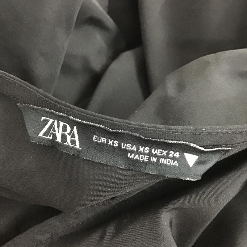 ザラ ZARA ワンピース ロングスカート 半袖ワンピース ロングワンピース Vネック フレアスカート XS 無地 黒 / ブラック /  レディース USED 古着 中古 10104906