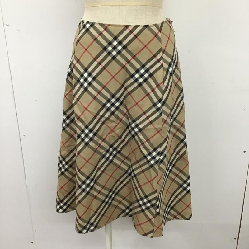 バーバリーブルーレーベル BURBERRY BLUE LABEL スカート ひざ丈スカート FX524-131 ノバチェック フレアスカート 36 36 チェック ベージュ / ベージュ / X 黒 / ブラック / X 白 / ホワイト / X 赤 / レッド /  レディース USED 古着 中古 10104916