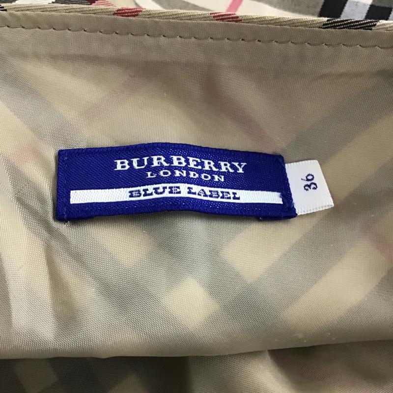 バーバリーブルーレーベル BURBERRY BLUE LABEL スカート ひざ丈スカート FX524-131 ノバチェック フレアスカート 36 36 チェック ベージュ / ベージュ / X 黒 / ブラック / X 白 / ホワイト / X 赤 / レッド /  レディース USED 古着 中古 10104916