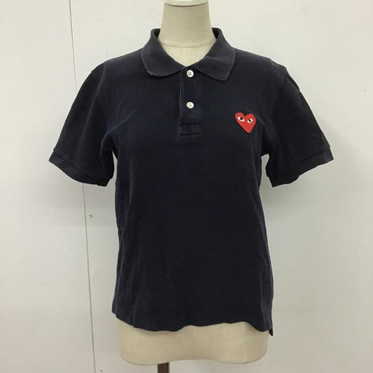 プレイコムデギャルソン PLAY COMME des GARCONS ポロシャツ 半袖 AZ-T005 ハート ワッペン S ワンポイント 紺 / ネイビー /  レディース USED 古着 中古 10104917