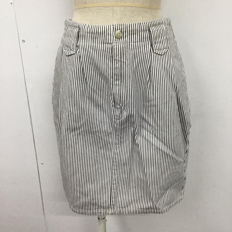 カルバン・クライン Calvin Klein スカート ひざ丈スカート 126785 sport petite ヒッコリー 8 ストライプ 白 / ホワイト / X 紺 / ネイビー /  レディース USED 古着 中古 10104941